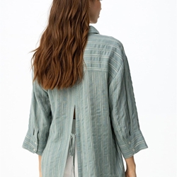 Camisa verde rayas oversize, Joca - Imagen 1