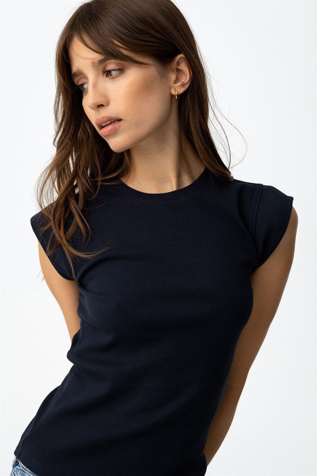 Camiseta azul canalé, Bim - Imagen 1