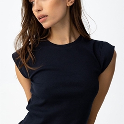 Camiseta azul canalé, Bim - Imagen 1