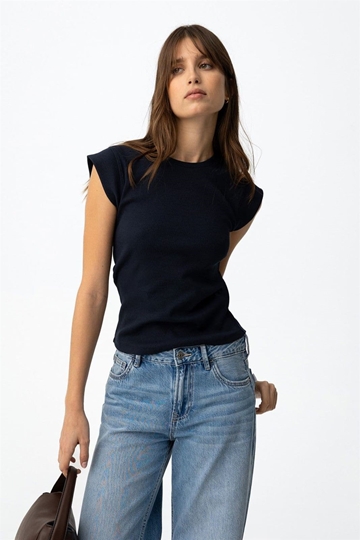 Camiseta azul canalé, Bim - Imagen 2