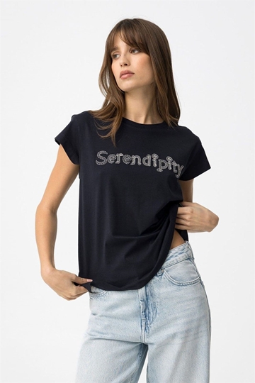 Camiseta azul marino "serendipity" bordado, Hillary - Imagen 1