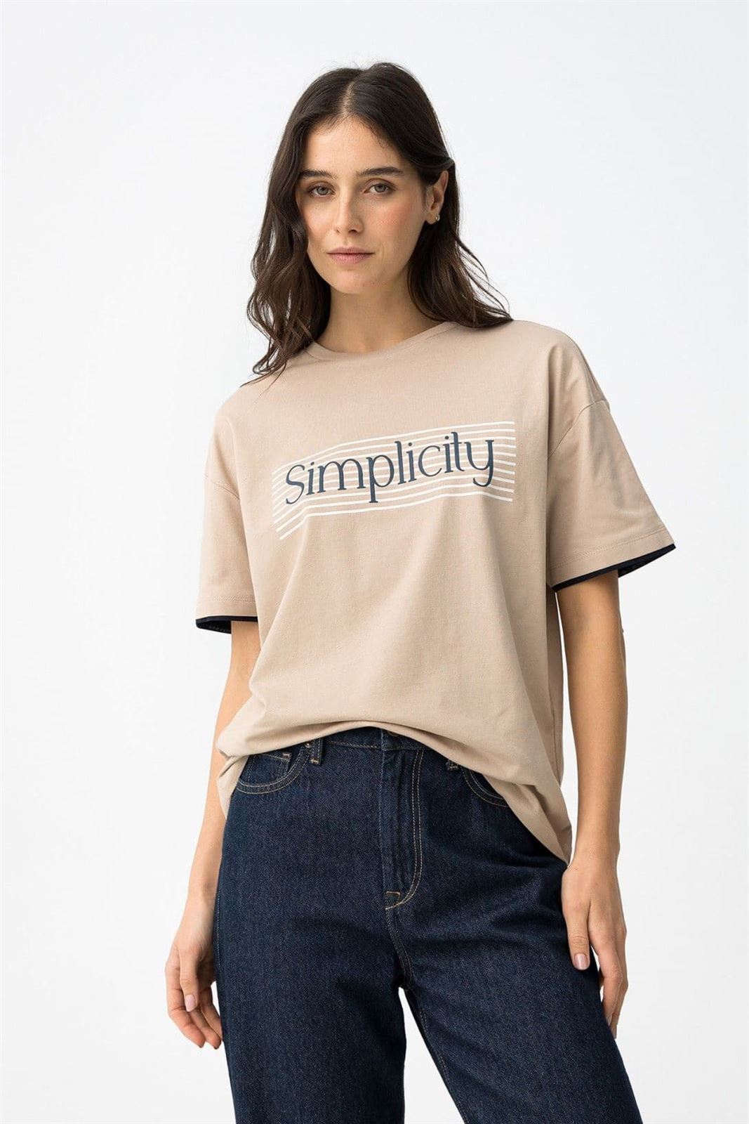 Camiseta beige "simplicity", Milos - Imagen 3