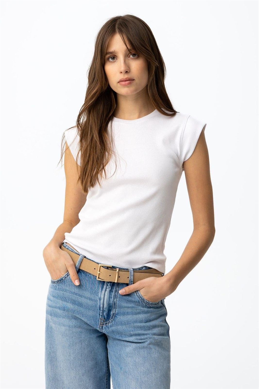 Camiseta blanca canalé, Bim - Imagen 2