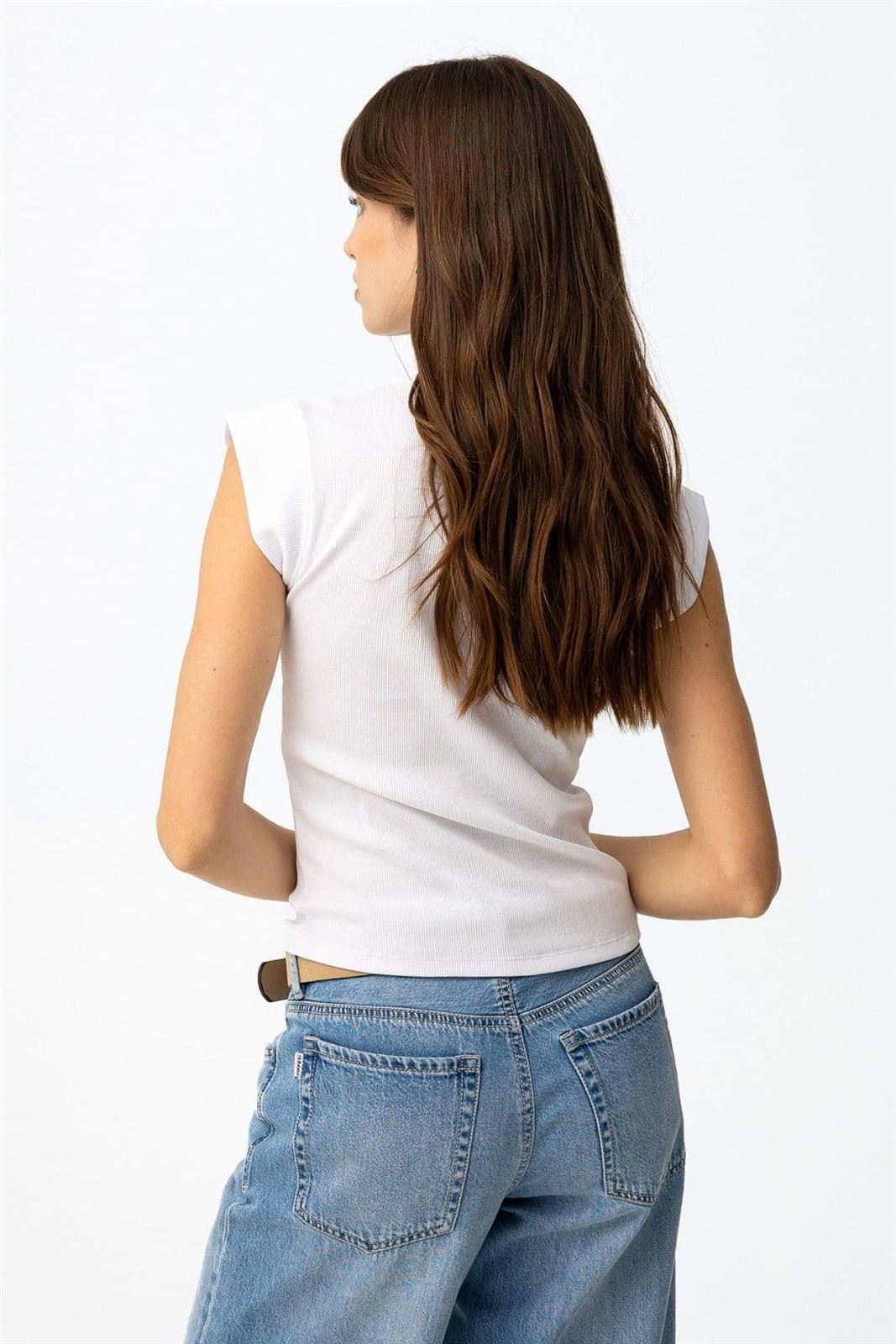 Camiseta blanca canalé, Bim - Imagen 3