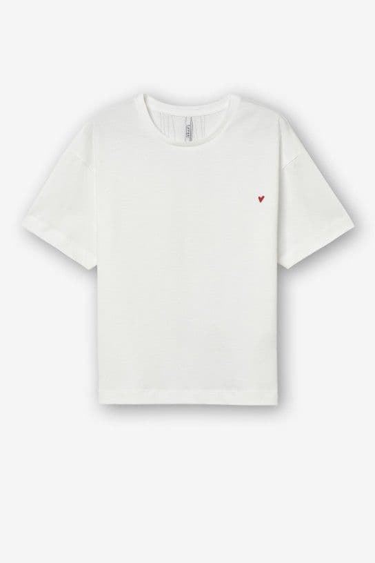 Camiseta blanca corazón bordado, Cupido - Imagen 5