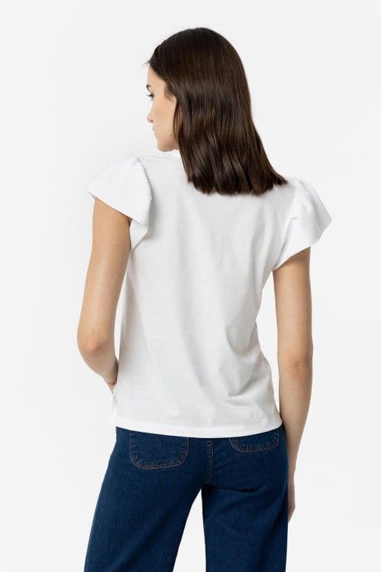 Camiseta blanca Mangas con Efecto Arrugado, Kira - Imagen 3