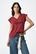 Camiseta bordada y frunce granate, Cammie - Imagen 1