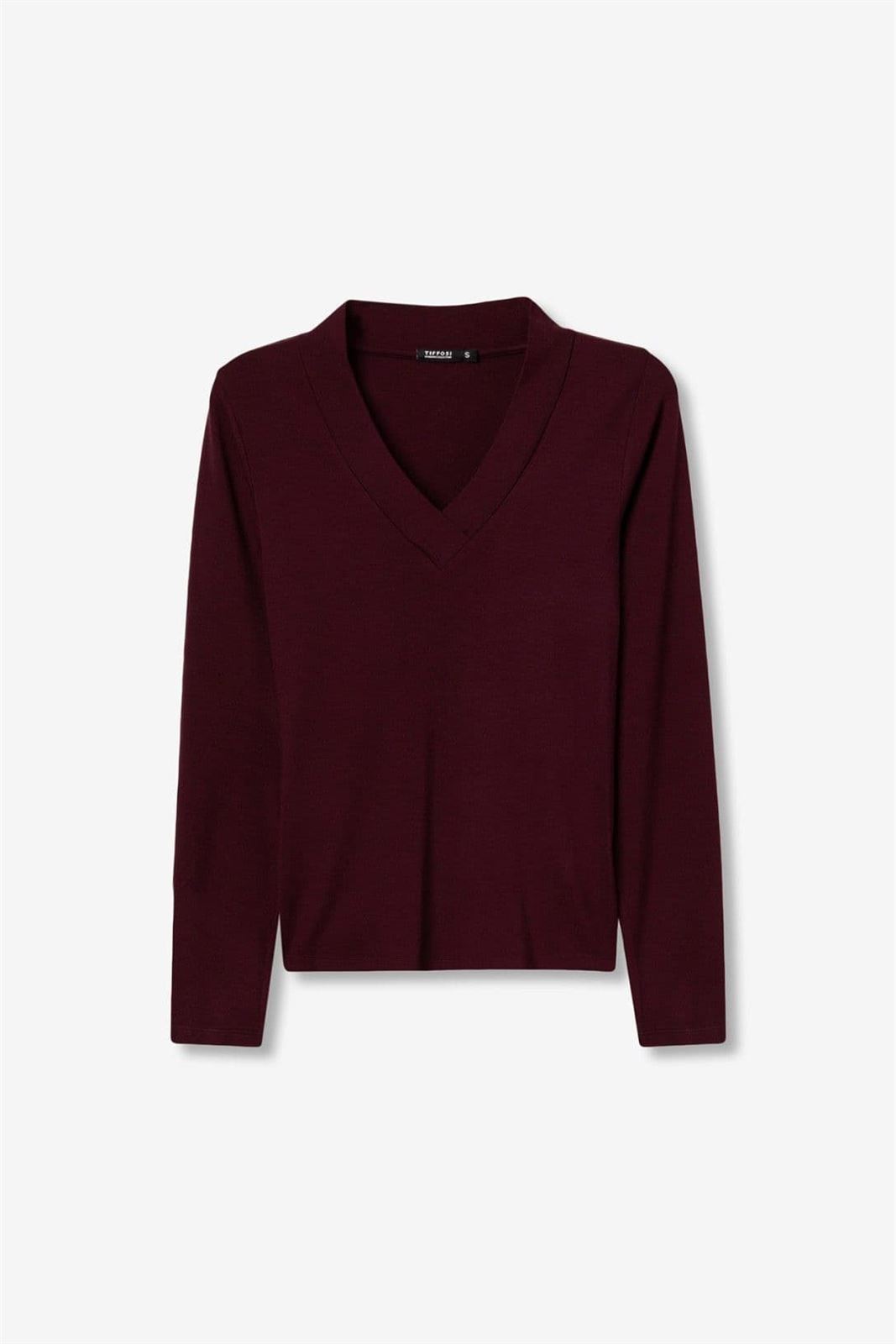 Camiseta Burdeos cuello pico, Brenna - Imagen 7