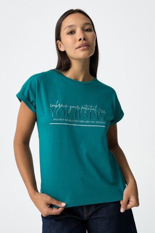 Camiseta con estampado frontal bordado, Carmo - Imagen 1
