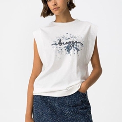 Camiseta con Estampado Frontal y Apliques, Indigo - Imagen 1