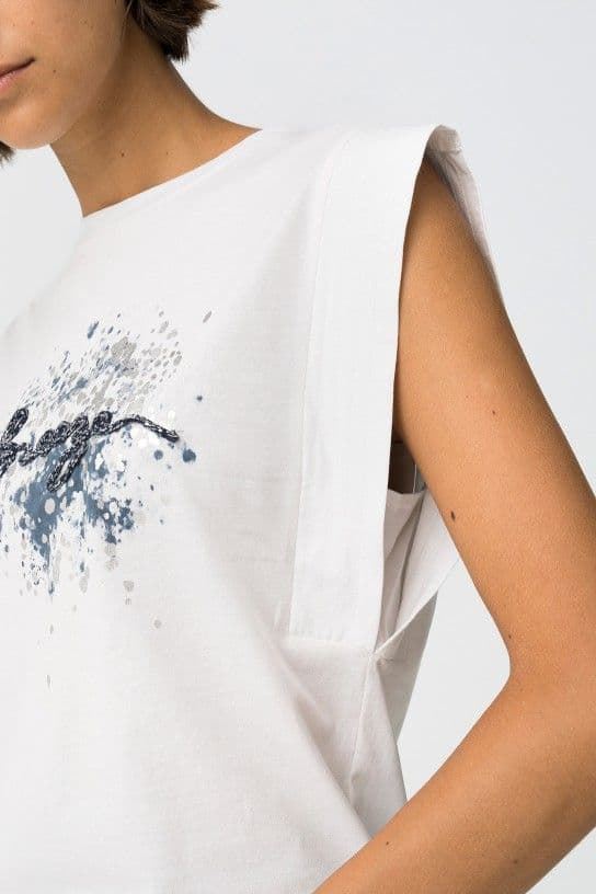 Camiseta con Estampado Frontal y Apliques, Indigo - Imagen 5