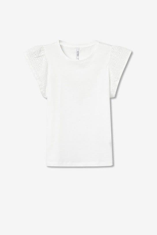 Camiseta de algodón blanca con detalles de volantes, Graciosa - Imagen 4