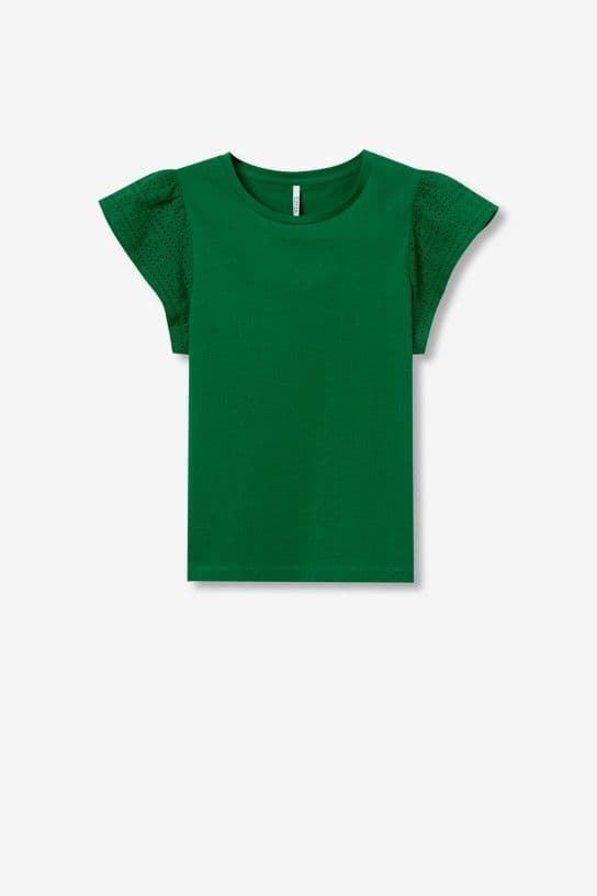 Camiseta de algodón verde con detalles de volantes, Graciosa - Imagen 5