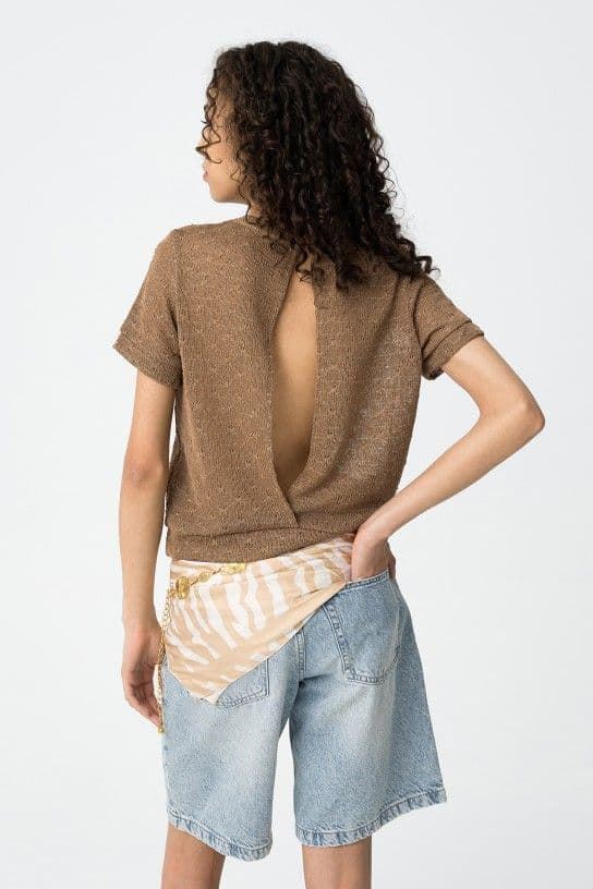 Camiseta de punto brillante con espalda abierta, Vega - Imagen 2