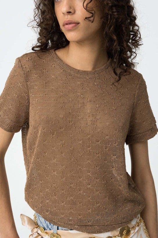 Camiseta de punto brillante con espalda abierta, Vega - Imagen 3
