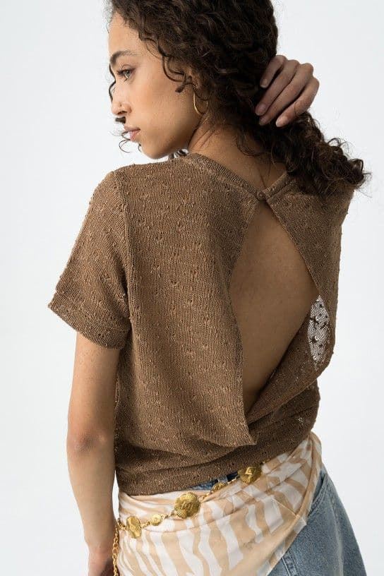 Camiseta de punto brillante con espalda abierta, Vega - Imagen 5