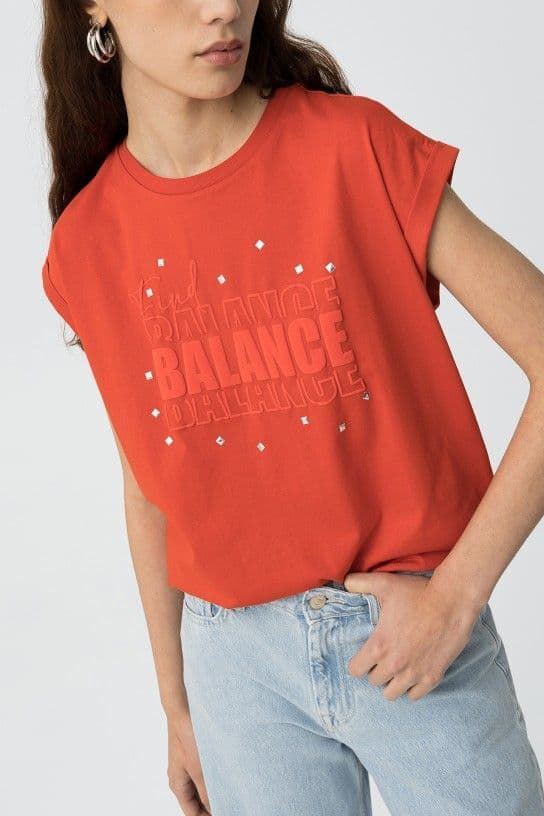 Camiseta estampada roja , Lisa - Imagen 1