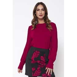 Camiseta Jaén de manga larga abullonada con puño ancho Lylu - rojo oscuro - Imagen 1