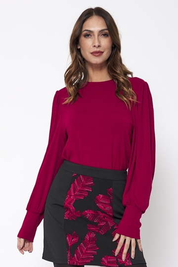Camiseta Jaén de manga larga abullonada con puño ancho Lylu - rojo oscuro - Imagen 1