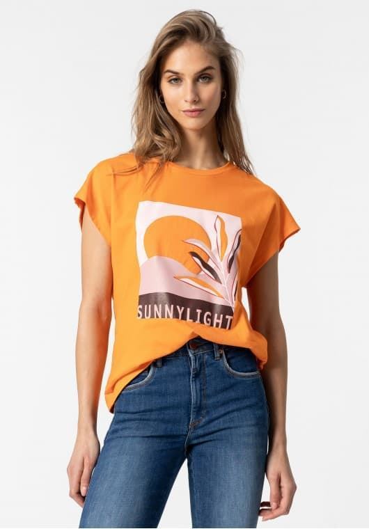 Camiseta naranja estampada,Coral - Imagen 3