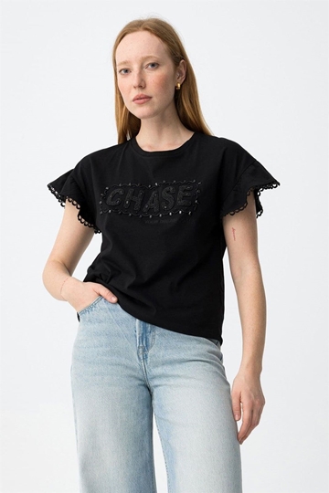 Camiseta negra con apliques, Noemia - Imagen 2