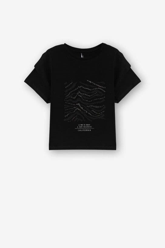 Camiseta Negra Estampado Frontal con Apliques, Mercury - Imagen 4