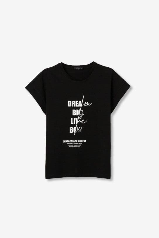 Camiseta negra Estampado Frontal Metálico, Kika - Imagen 5