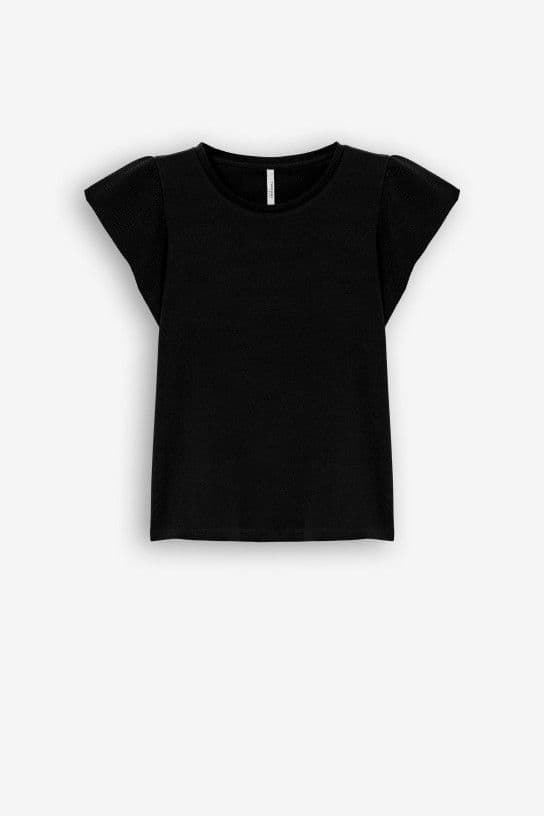 Camiseta negra Mangas con Efecto Arrugado, Kira - Imagen 4
