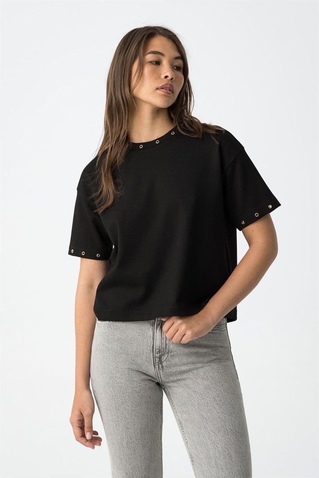 Camiseta negra tachuelas, Kissy - Imagen 4