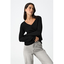 Camiseta Negro cuello pico, Brenna - Imagen 1