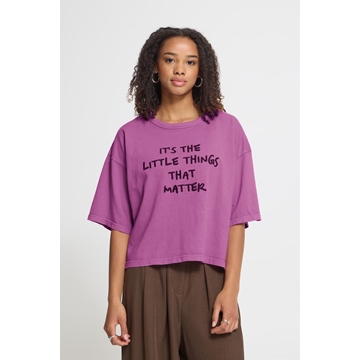 Camiseta oversize con mensaje bordado Ichi, Nica - malva - Imagen 1