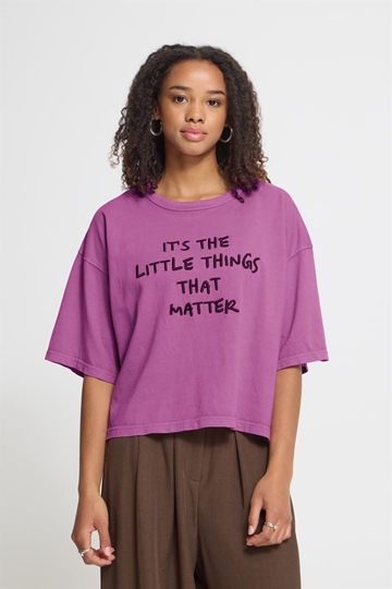 Camiseta oversize con mensaje bordado Ichi, Nica - malva - Imagen 1