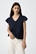 Camiseta pico azul marino con Mangas en Bordado Inglés, Graciosa - Imagen 2
