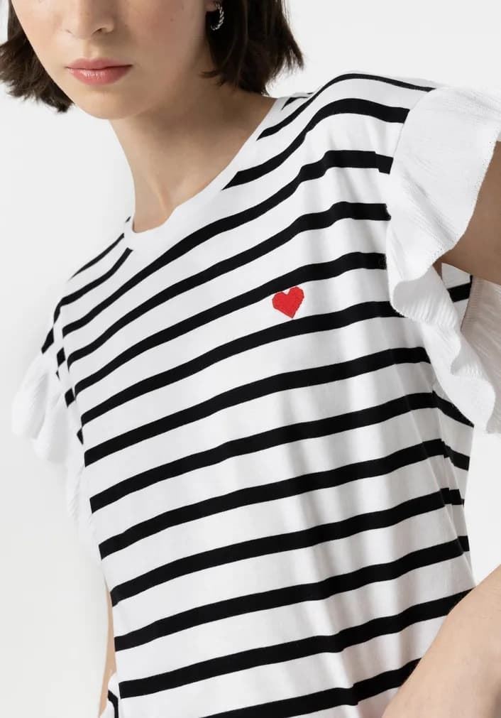 Camiseta Rayas con Corazón Bordado, Sailor - Imagen 1