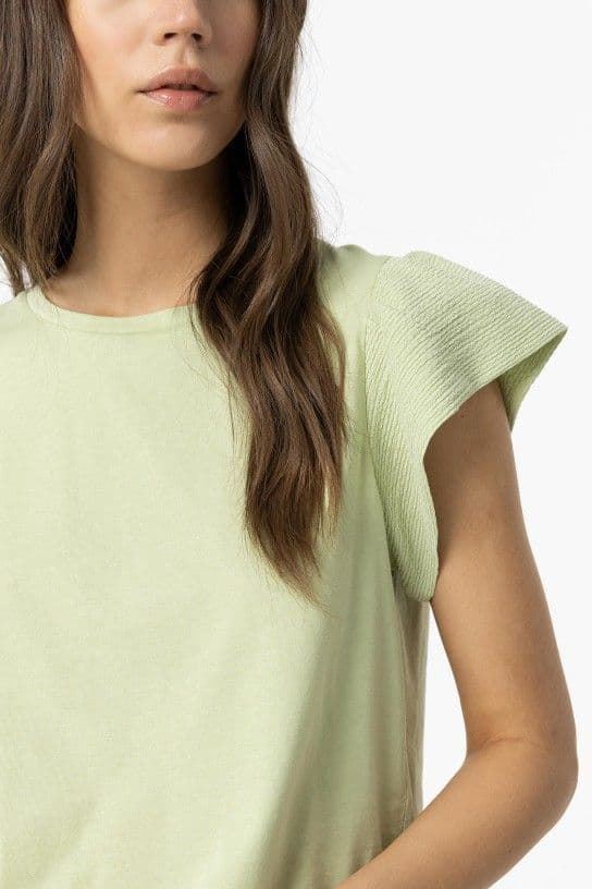 Camiseta verde clara Mangas con Efecto Arrugado, Kira - Imagen 3