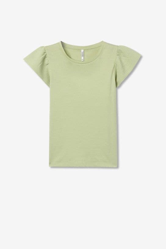 Camiseta verde clara Mangas con Efecto Arrugado, Kira - Imagen 4