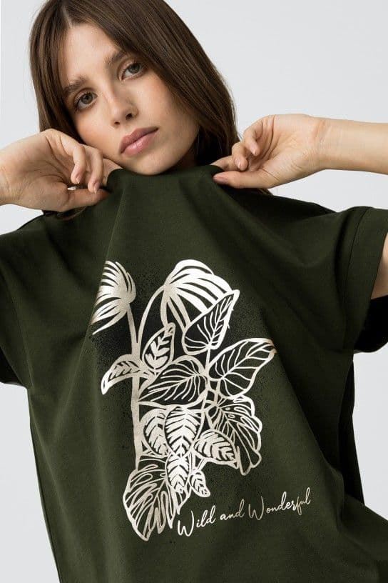 Camiseta verde Estampado Frontal Metálico, Kika - Imagen 2