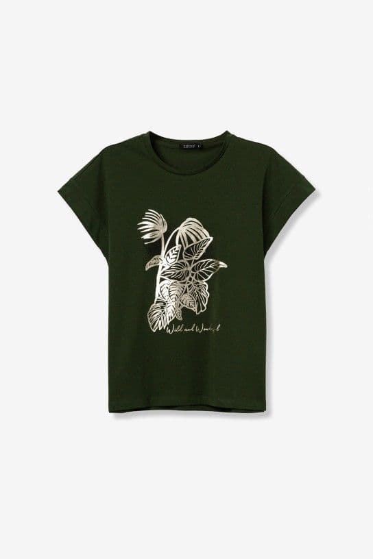 Camiseta verde Estampado Frontal Metálico, Kika - Imagen 4
