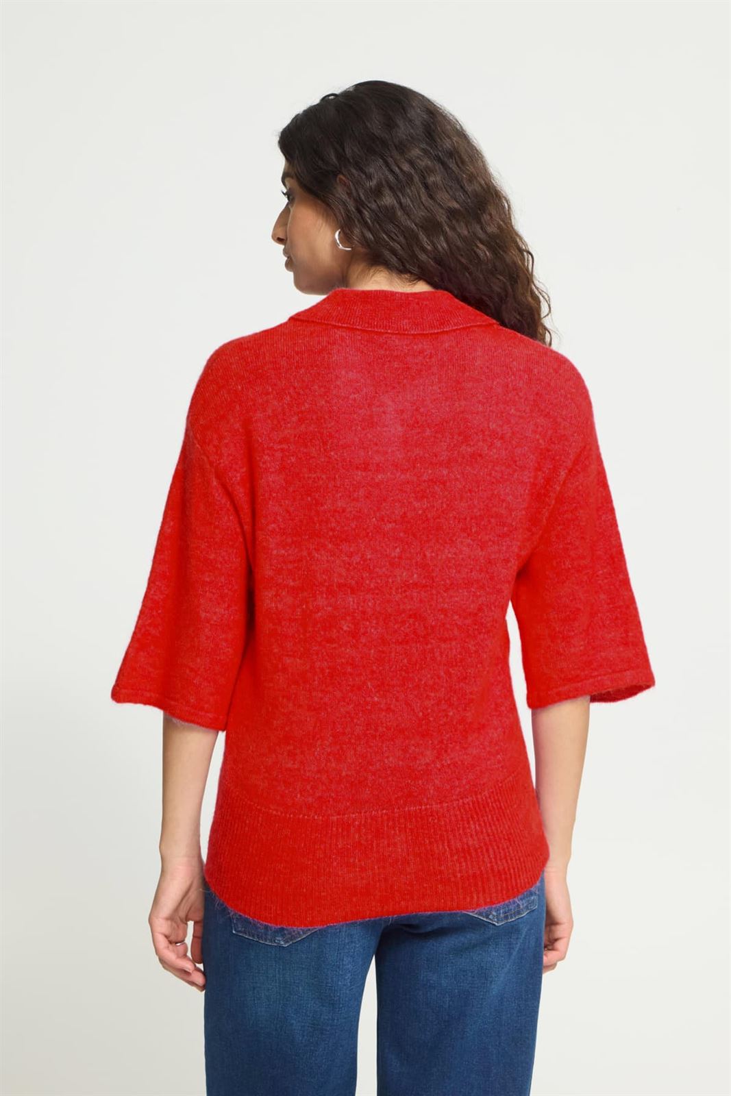 Cárdigan Kamara de cuello polo con botones y manga tres cuartos Ichi - rojo - Imagen 4