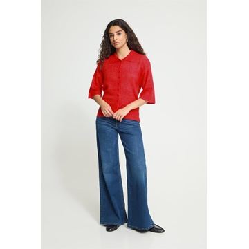 Cárdigan Kamara SS2 de cuello polo con botones y manga tres cuartos Ichi - rojo - Imagen 2