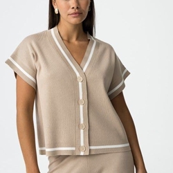 Cardigan manga corta beige, Dero - Imagen 2