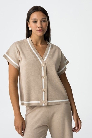 Cardigan manga corta beige, Dero - Imagen 2