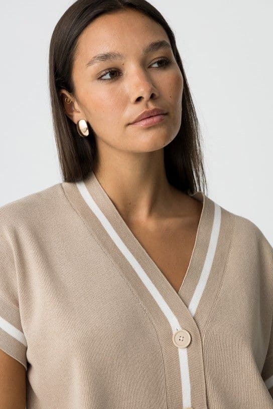 Cardigan manga corta beige, Dero - Imagen 4