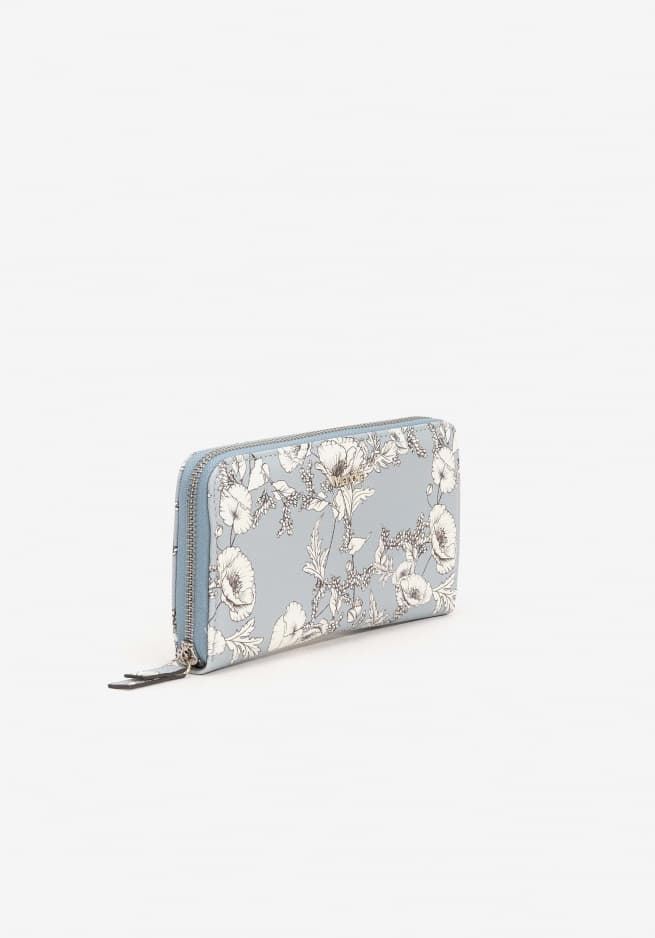 Cartera grande azul cielo con flores - Imagen 1