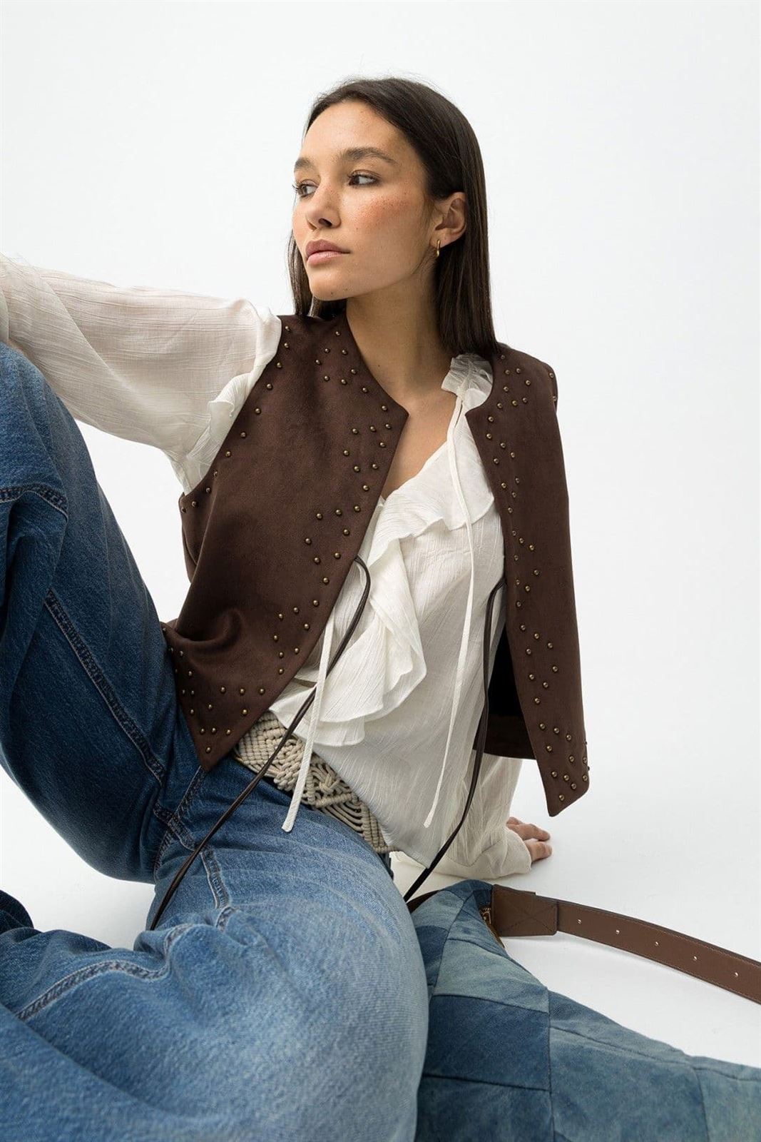 Chaleco antelina marrón chocolate, Arlinda - Imagen 1