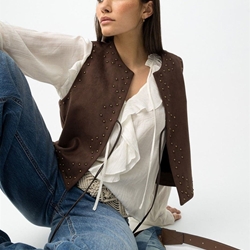 Chaleco antelina marrón chocolate, Arlinda - Imagen 1