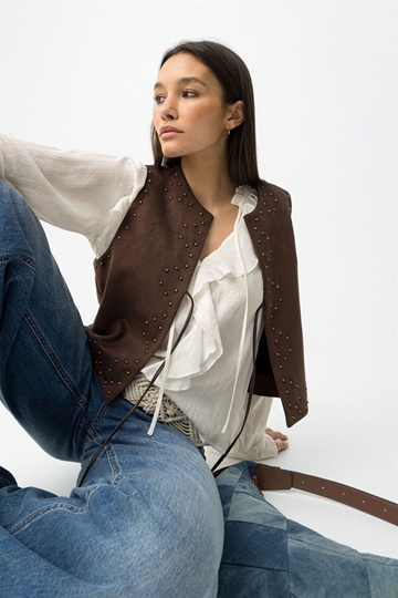 Chaleco antelina marrón chocolate, Arlinda - Imagen 1