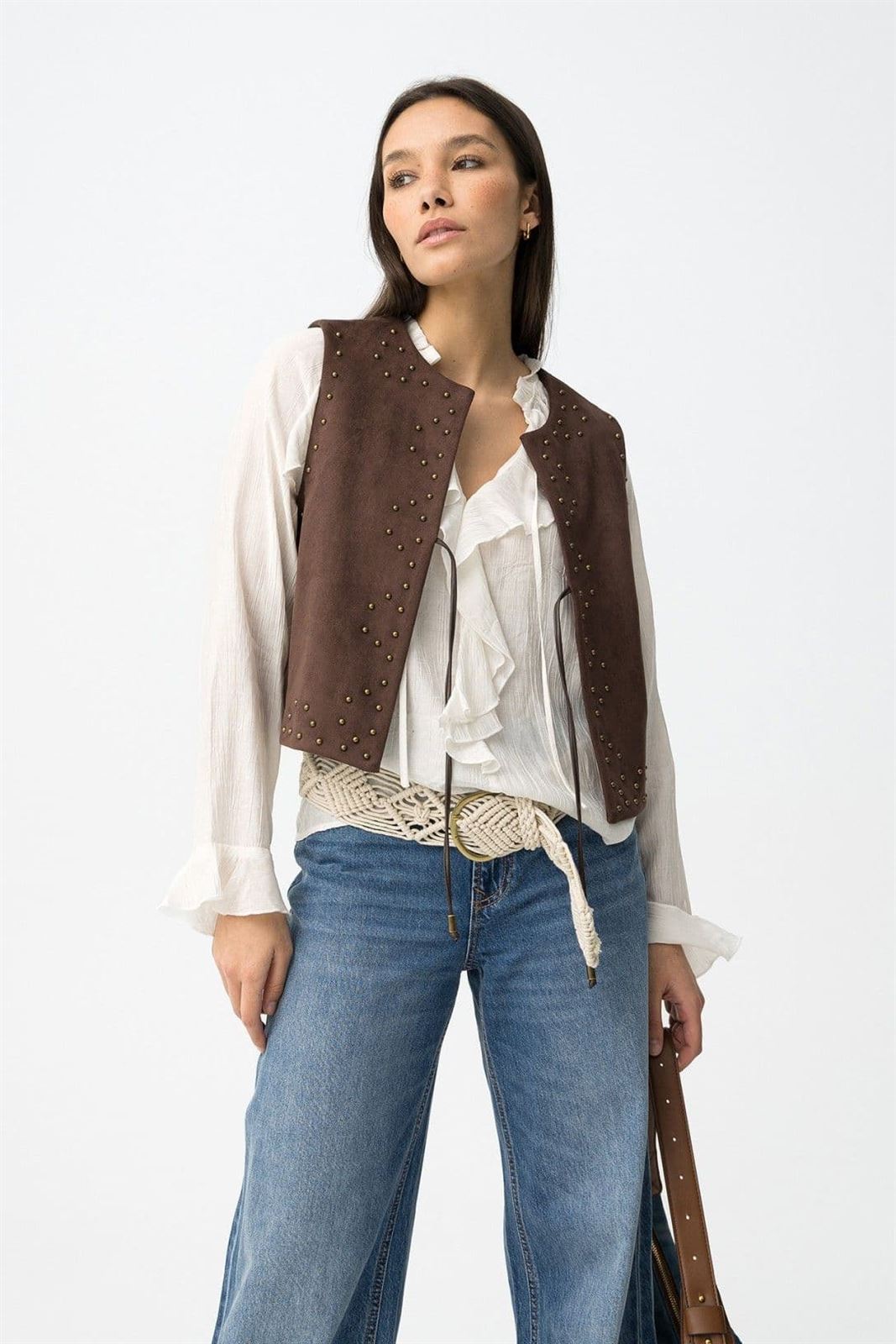 Chaleco antelina marrón chocolate, Arlinda - Imagen 2