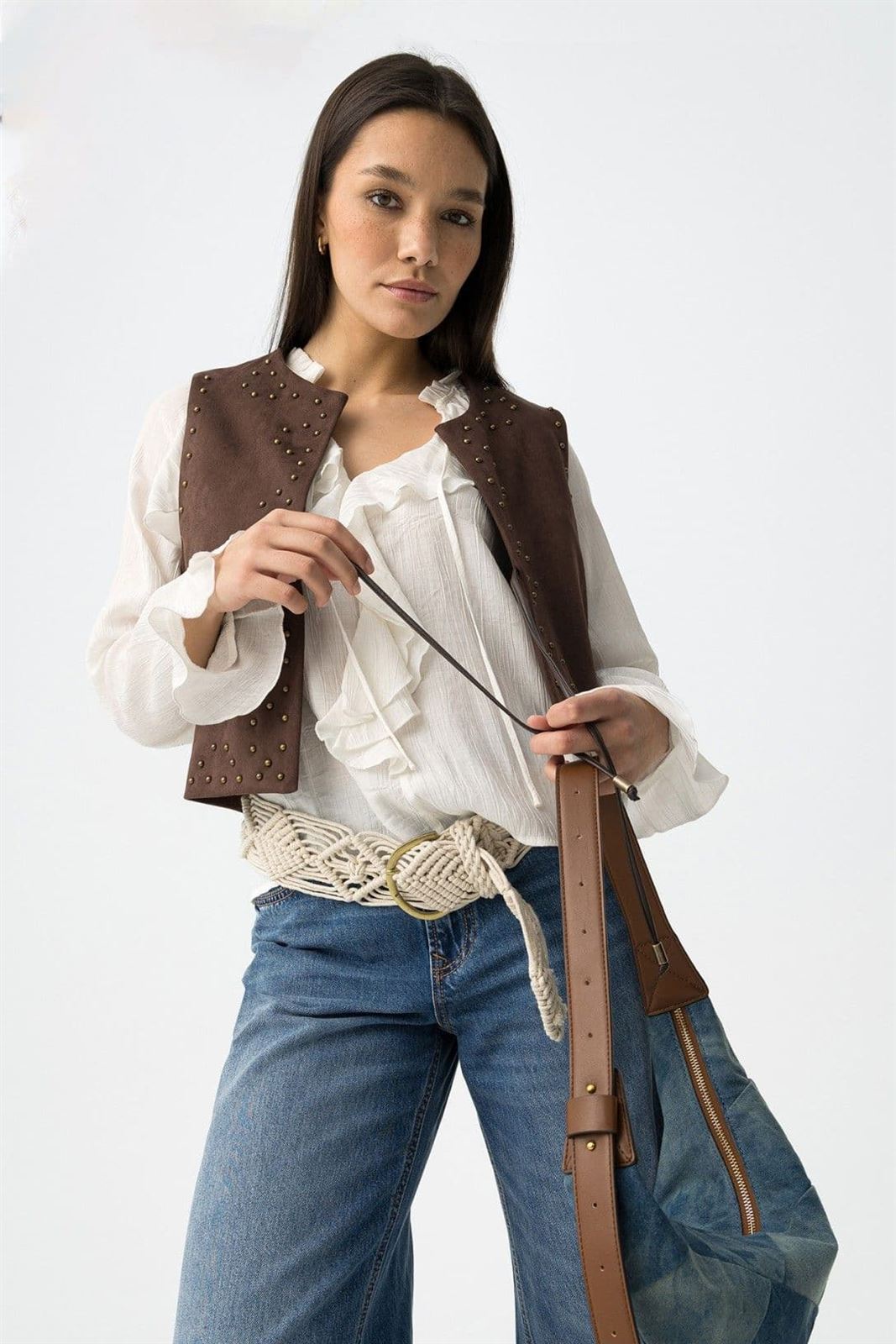 Chaleco antelina marrón chocolate, Arlinda - Imagen 4