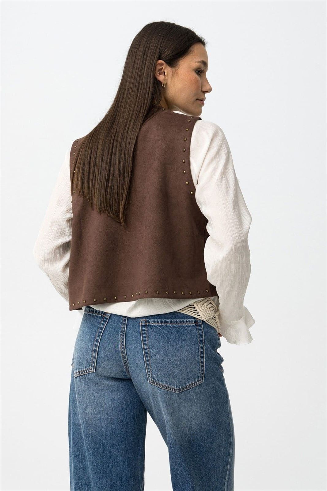 Chaleco antelina marrón chocolate, Arlinda - Imagen 5